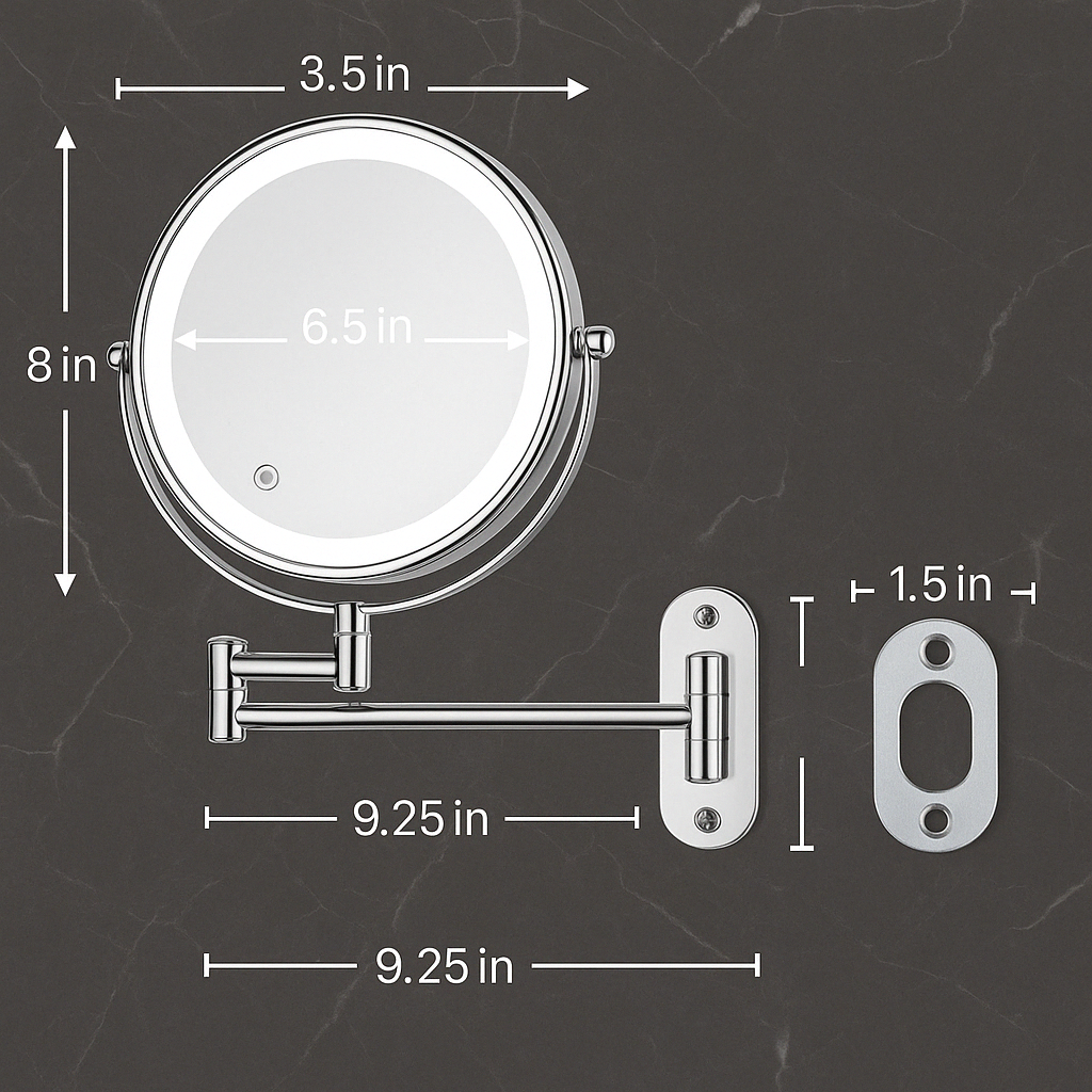 Deluxe rechargeable LED makeup mirror with 3x magnification, ideal for women's grooming.