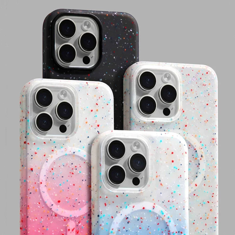 Protective women's InkSplash iPhone case with MagSafe, slim silicone design for shockproof durability.