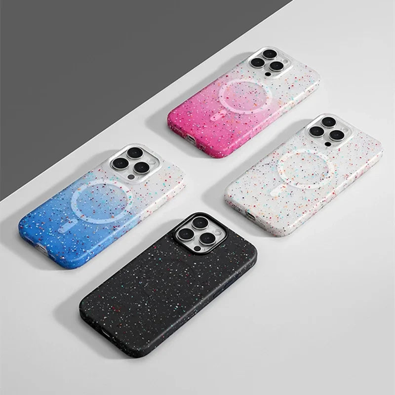 Artistic women's iPhone case, InkSplash paint splatter phone cover with MagSafe for stylish protection.
