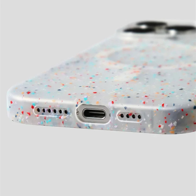Vibrant InkSplash iPhone case for women, MagSafe compatible phone cover with unique paint splatter art.
