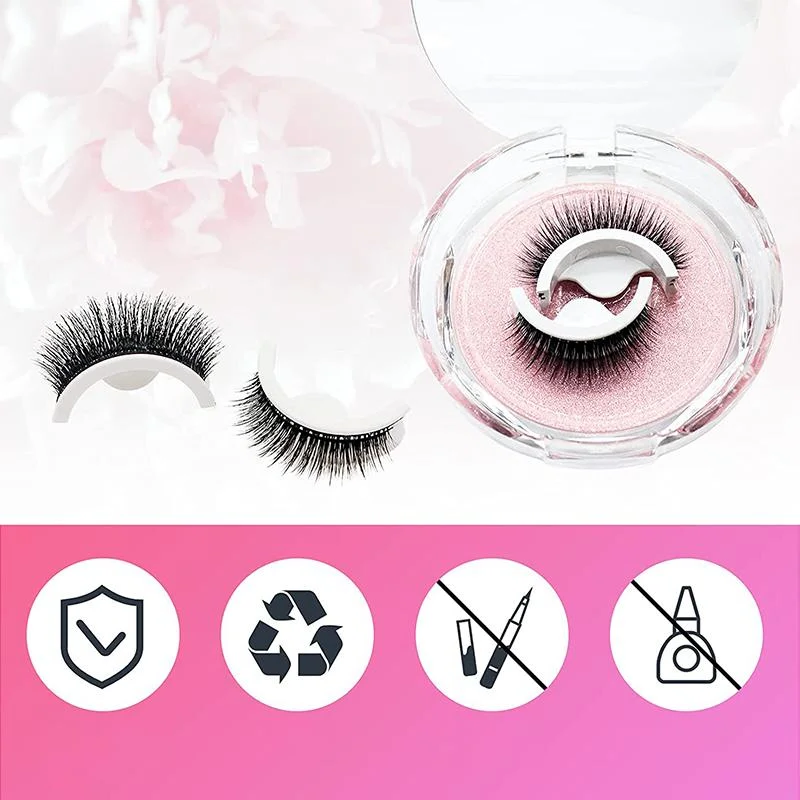 Natural-looking self-adhesive reusable false eyelashes for women. Enjoy instant glam & easy, glue-free application.