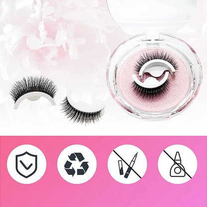 Natural-looking self-adhesive reusable false eyelashes for women. Enjoy instant glam & easy, glue-free application.