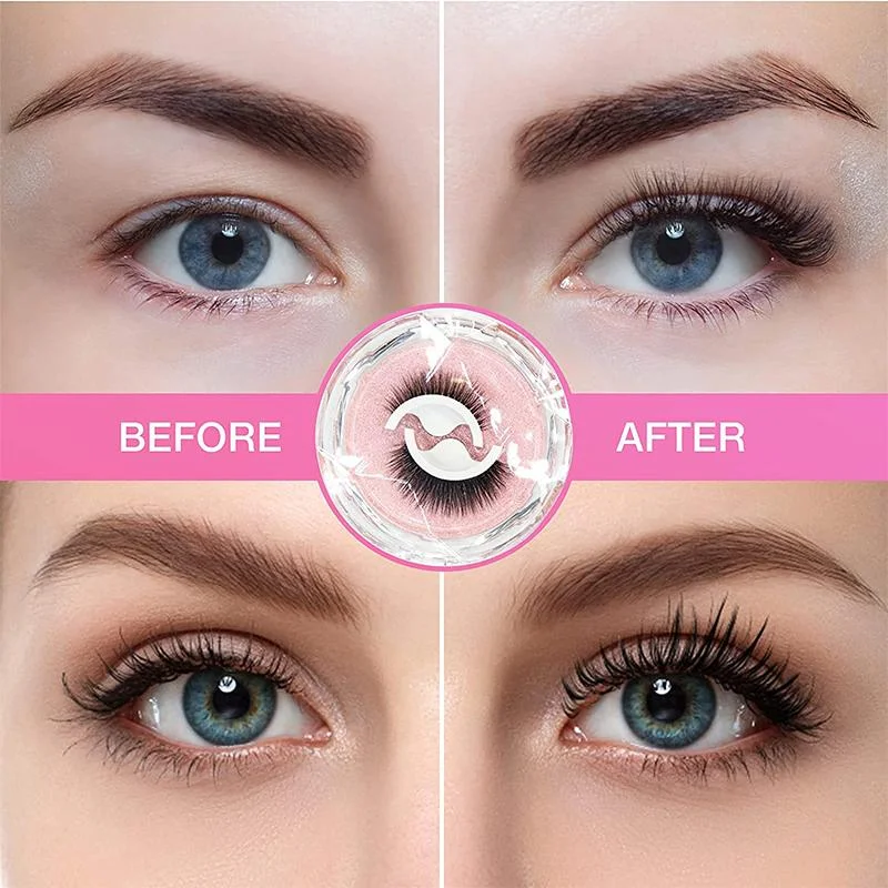 Women's self-adhesive reusable eyelashes for a natural, instant glam look. Easy application, no messy glue.