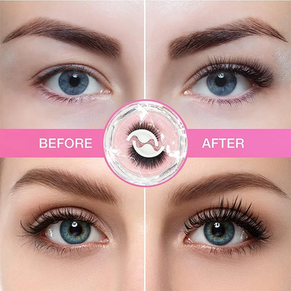 Women's self-adhesive reusable eyelashes for a natural, instant glam look. Easy application, no messy glue.