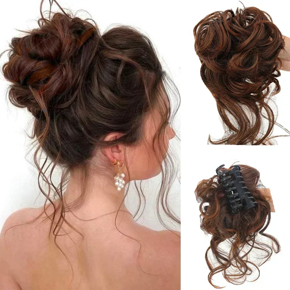 Instant volume curly bun hair clip for women, perfect for a quick, stylish messy updo.