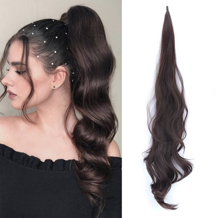 Beauty accessory: Womens wavy wrap-around ponytail extension, synthetic long hair for instant volume.