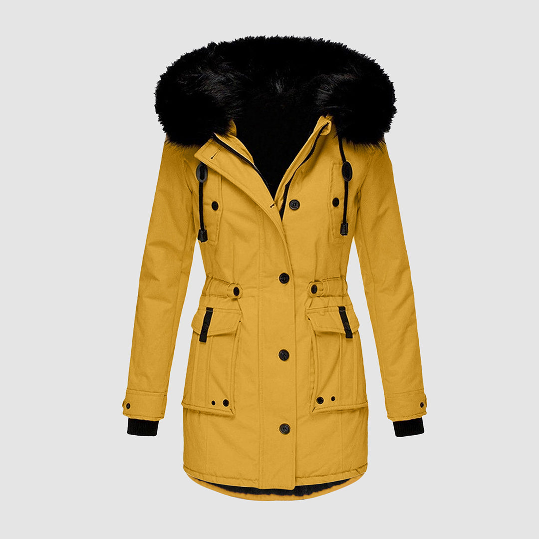 Stay warm & stylish in cold weather with this women's insulated hooded parka. Ultimate winter outerwear.