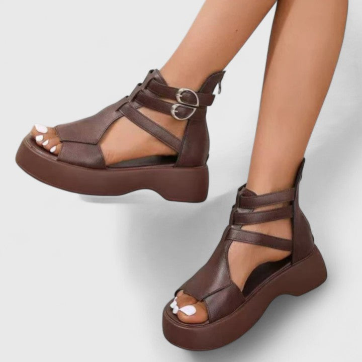 Women's Ivana orthopedic multi-strap platform sandals for comfort & posture support. Ideal summer footwear.