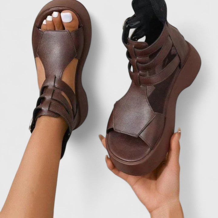 Fashionable Ivana orthopedic platform sandals for women. Multi-strap design ensures comfortable, elevated style.