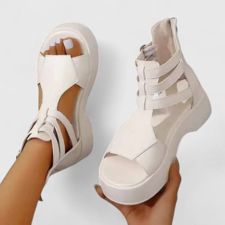Ivana multi-strap women's platform sandals. Orthopedic comfort, posture support, and chic summer fashion footwear.