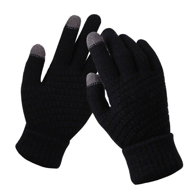 Women's knitted touchscreen winter gloves, warm & stylish outdoor wear.