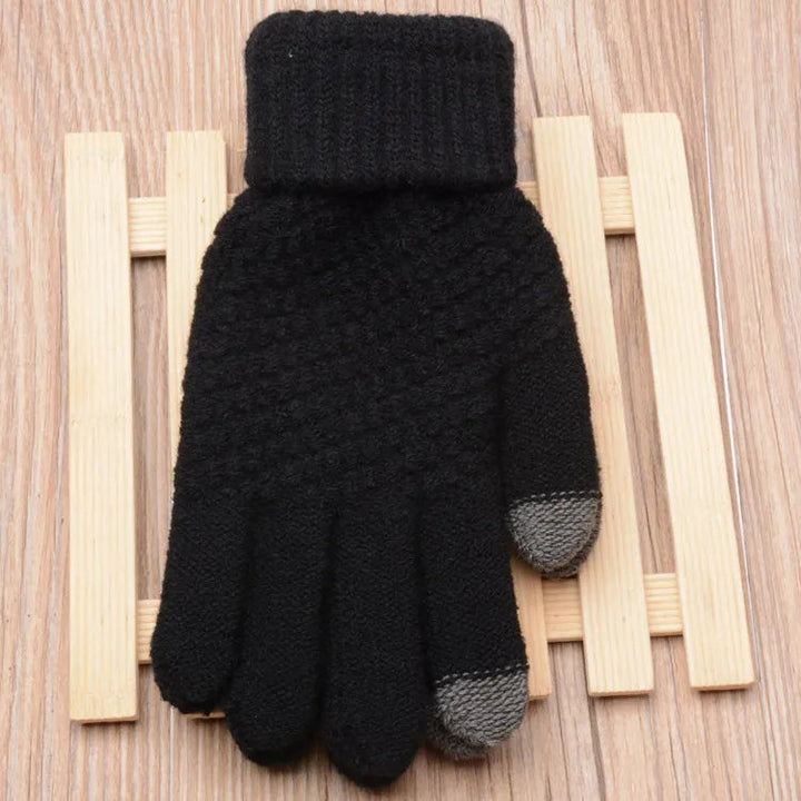 Cozy women's knitted touchscreen winter gloves, soft, snug fit, and super warm.