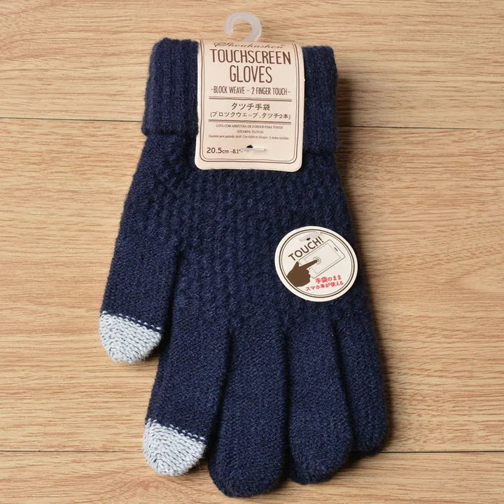 Premium women's knitted touchscreen gloves, combining warmth, style & tech for winter.