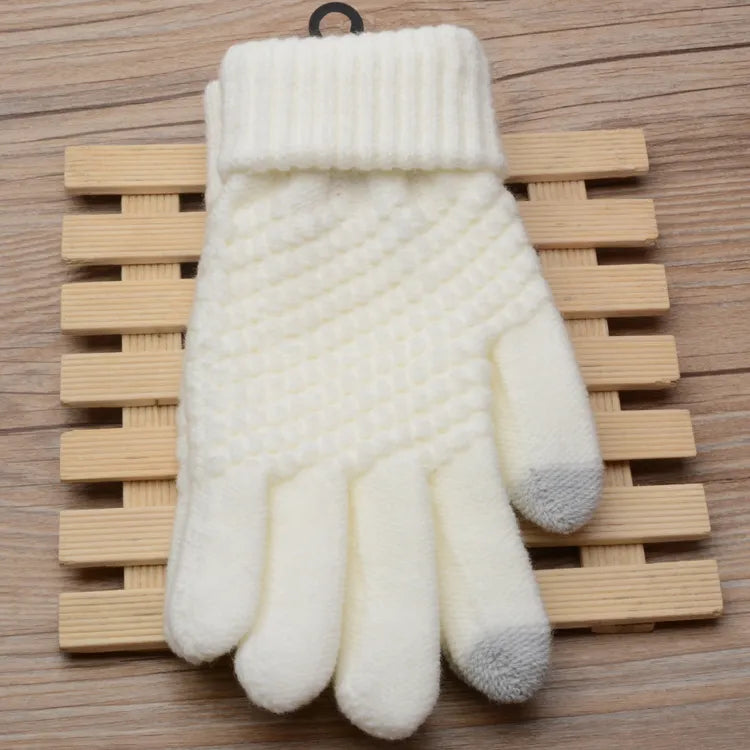 Versatile women's knitted gloves, touchscreen ready for everyday winter outdoor use.