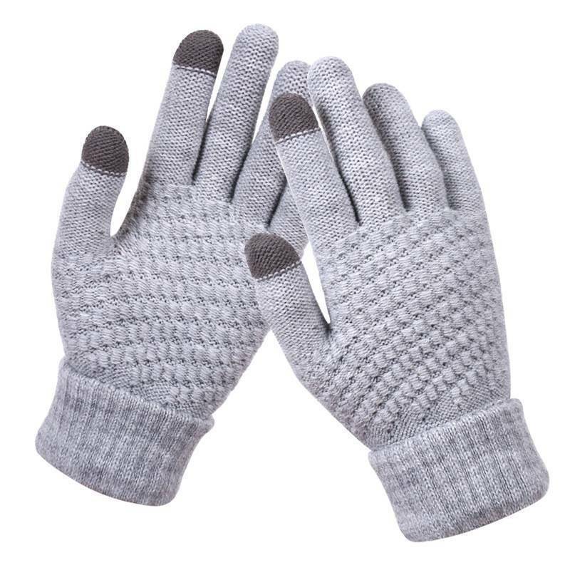Stylish Amara women's warm knitted gloves with touchscreen capability for winter.
