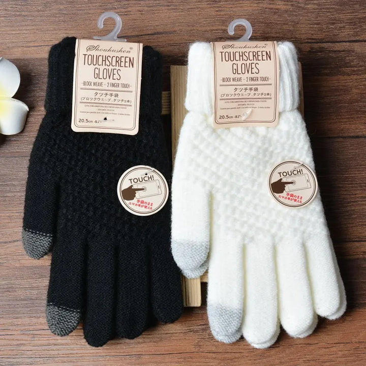 Luxurious women's knitted winter gloves, touchscreen compatible for ultimate warmth.