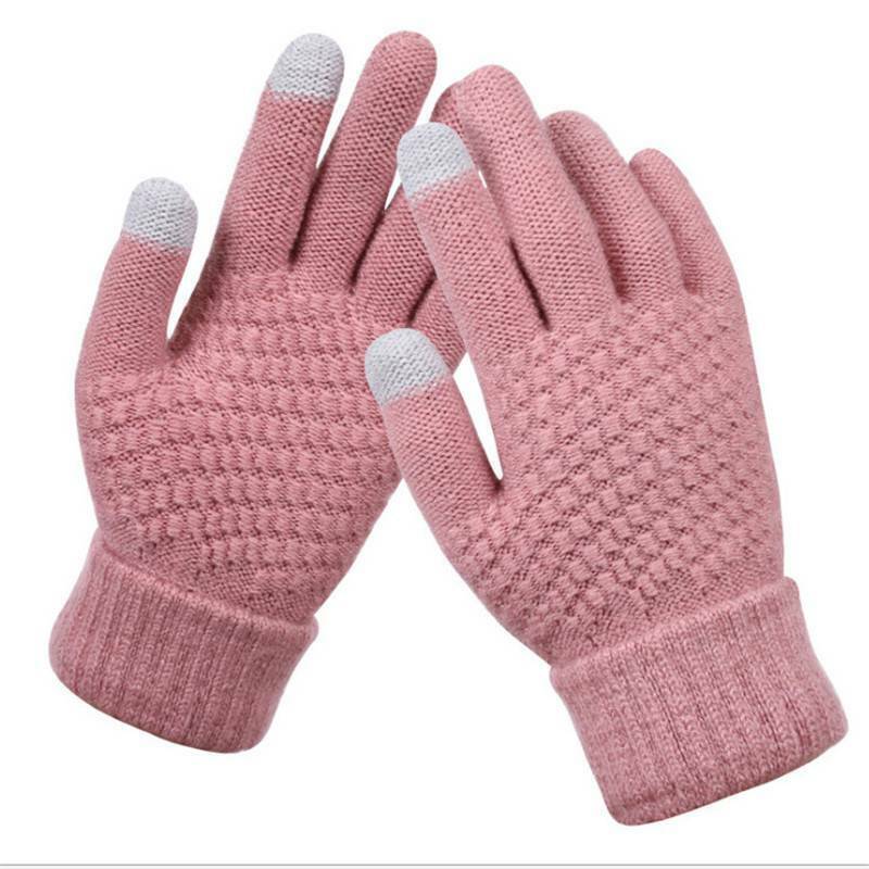 Soft & cozy knitted touchscreen winter gloves for women. Perfect for cold weather.