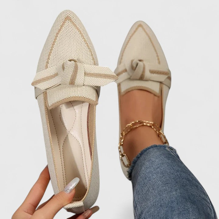 Versatile women's slip-on pointed-toe flat loafers with a knot detail, combining fashion, comfort, and elegance.