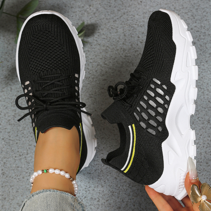 Women's orthopedic walking sneakers, lace-up design for active all-day comfort & support.
