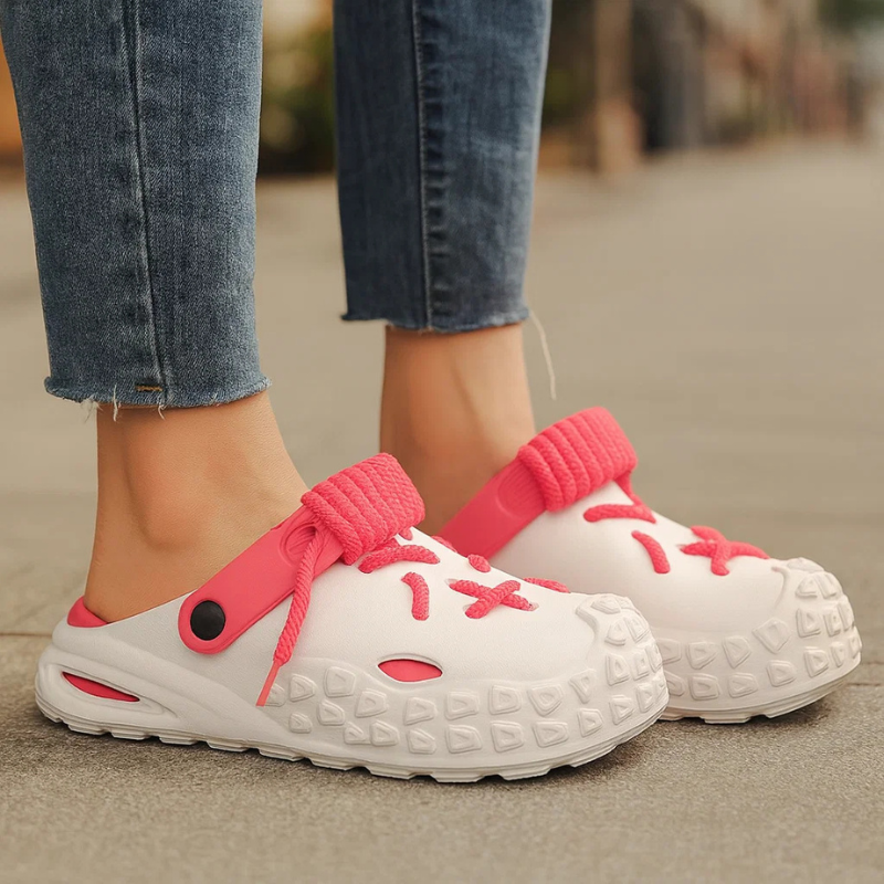 Customizable style women's laced clogs, breathable, ultimate comfort, lightweight, slip-on shoes.