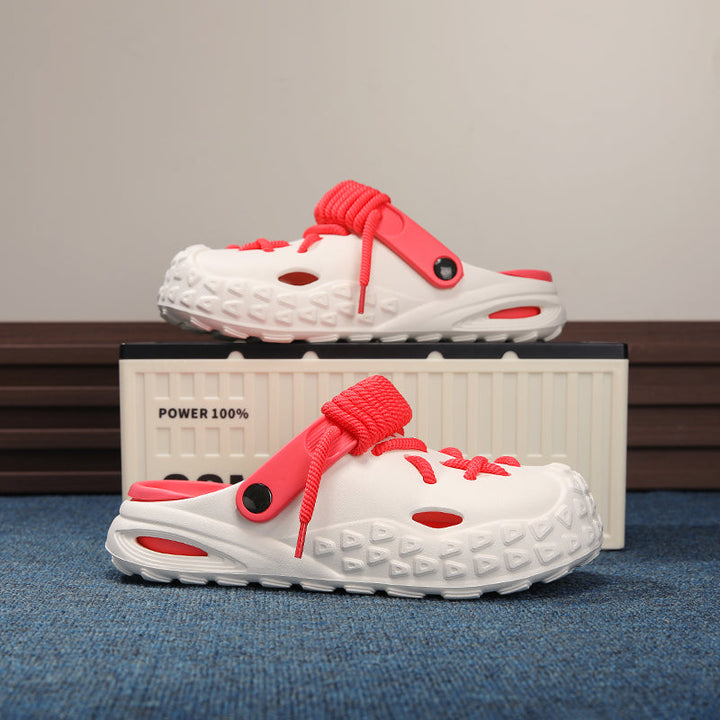 Fashionable women's laced clogs, ultimate comfort, adjustable, breathable, casual summer footwear.