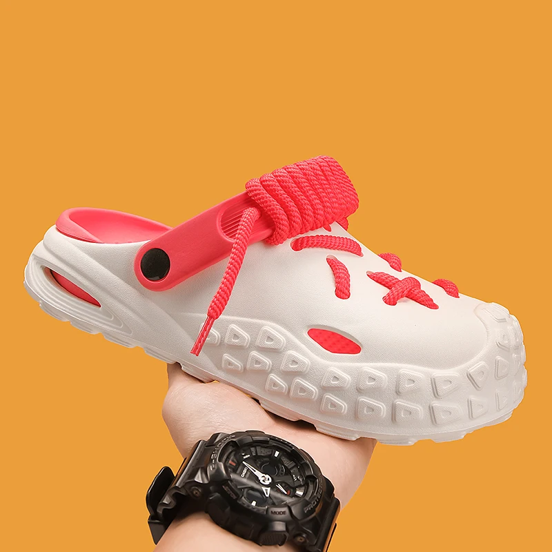 Water-friendly & breathable women's laced clogs, comfortable, lightweight, slip-on summer slides.