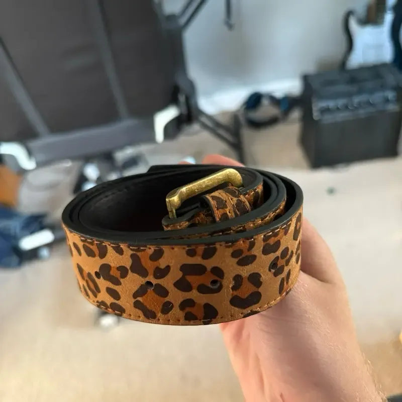 Elegant women's adjustable leopard suede belt. A chic animal print fashion accessory for any outfit. Waist belt.