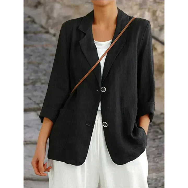 Stylish women's lightweight button-up cardigan with 3/4 sleeves, relaxed fit, great for effortless daily wear.