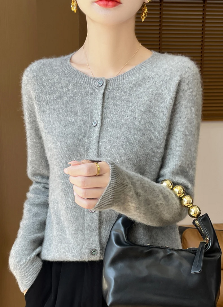 Elegant women's lightweight cardigan, an all-season outfit essential & soft knit layering piece with button-down.