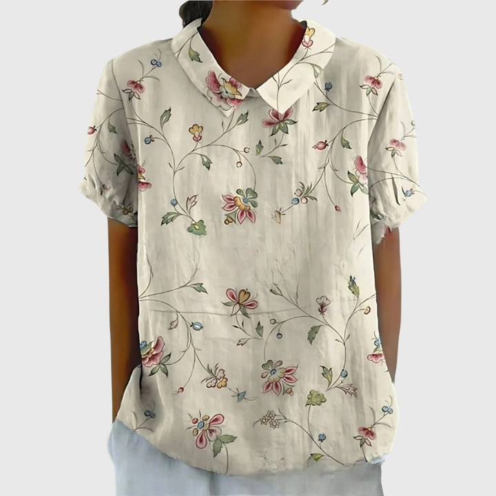 Casual chic women's floral print blouse, a lightweight summer top for everyday wear.