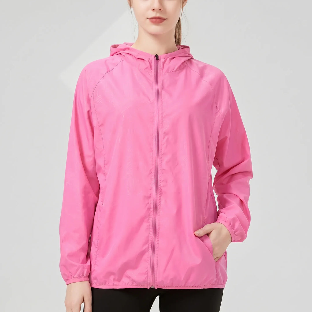 Stylish women's lightweight hooded jacket. Ideal activewear, travel jacket, or casual spring/fall outerwear.