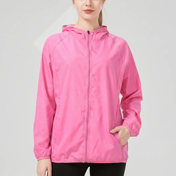 Stylish women's lightweight hooded jacket. Ideal activewear, travel jacket, or casual spring/fall outerwear.