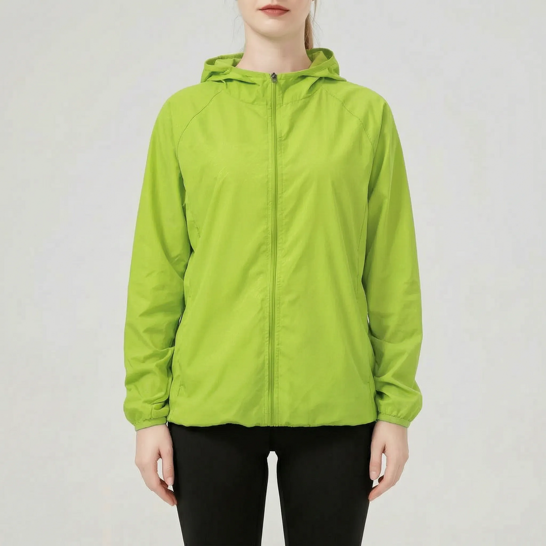Women's hooded lightweight spring jacket. Perfect activewear windbreaker for outdoor activities & casual use.