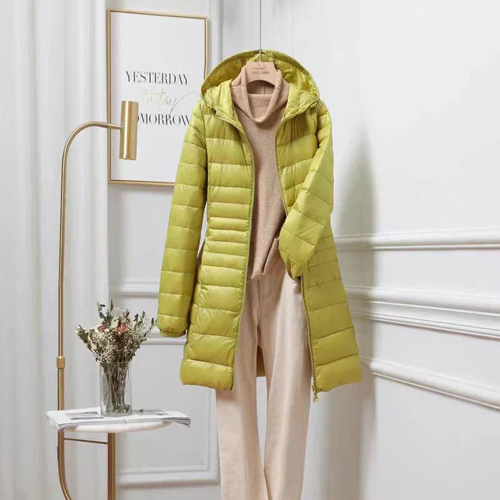 Women's lightweight insulated hooded jacket, perfect for versatile everyday wear & all seasons.