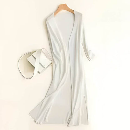 Elegant women's long sleeve cardigan. Lightweight, open front design for comfortable, versatile fashion.