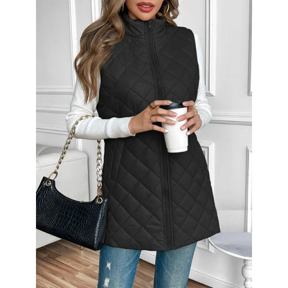 Lightweight women's zip-up quilted vest, an essential layering piece for comfort.