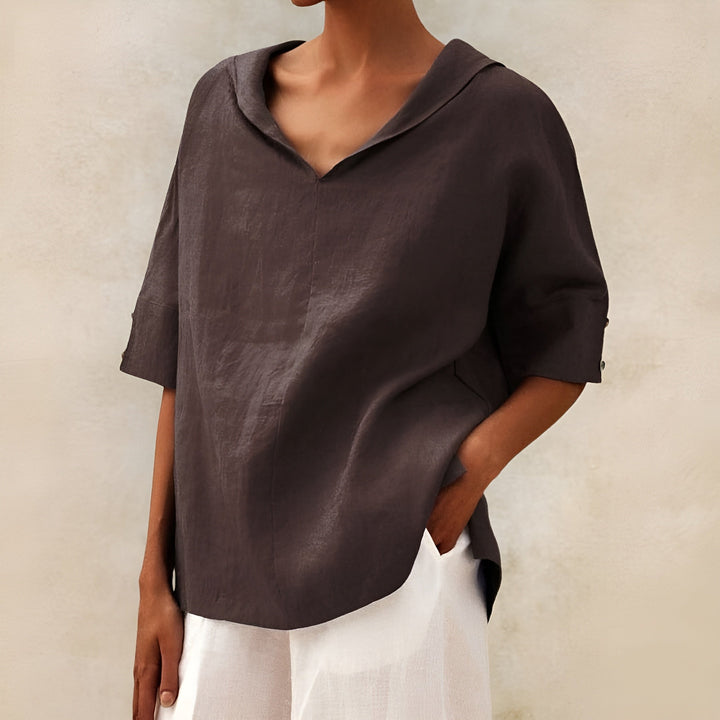 Chic women's short sleeve blouse, a versatile lightweight top for ladies' everyday casual fashion. Comfortable and stylish.