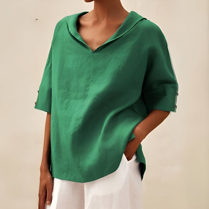 Comfortable women's lightweight short sleeve blouse. Ideal summer top with relaxed fit for breathable everyday style.