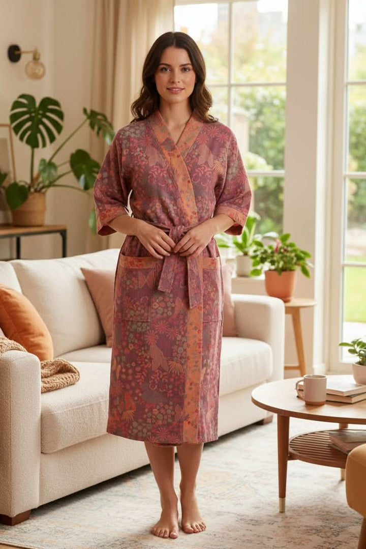 Women's lightweight soft bathrobe for comfortable lounging at home. Perfect spa robe.