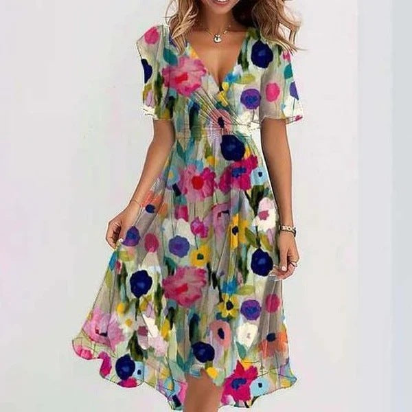 Comfortable & versatile women's midi day dress, lightweight and perfect for casual summer wear in sun.
