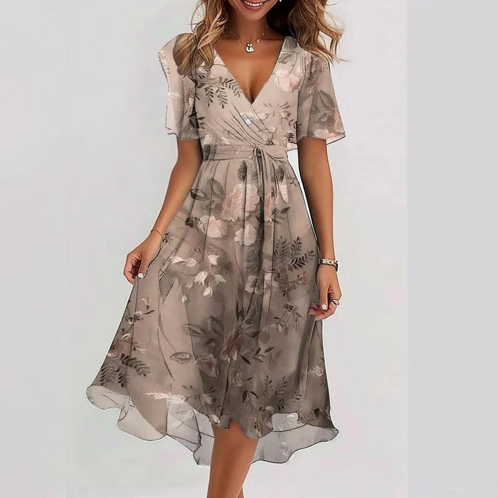 Women's soft, lightweight casual midi dress for summer, a comfortable and flowy choice for beach or day wear.