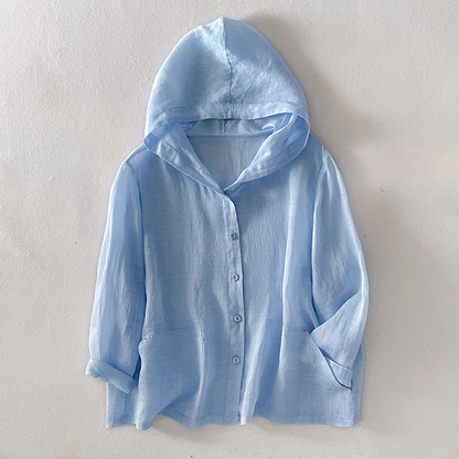 Stylish women's breathable lightweight summer hoodie. Relaxed fit top, ideal for layering, spring fashion & casual wear.