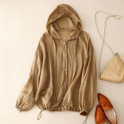 Versatile women's lightweight hooded top for warm weather, offering a modern look and everyday comfort.