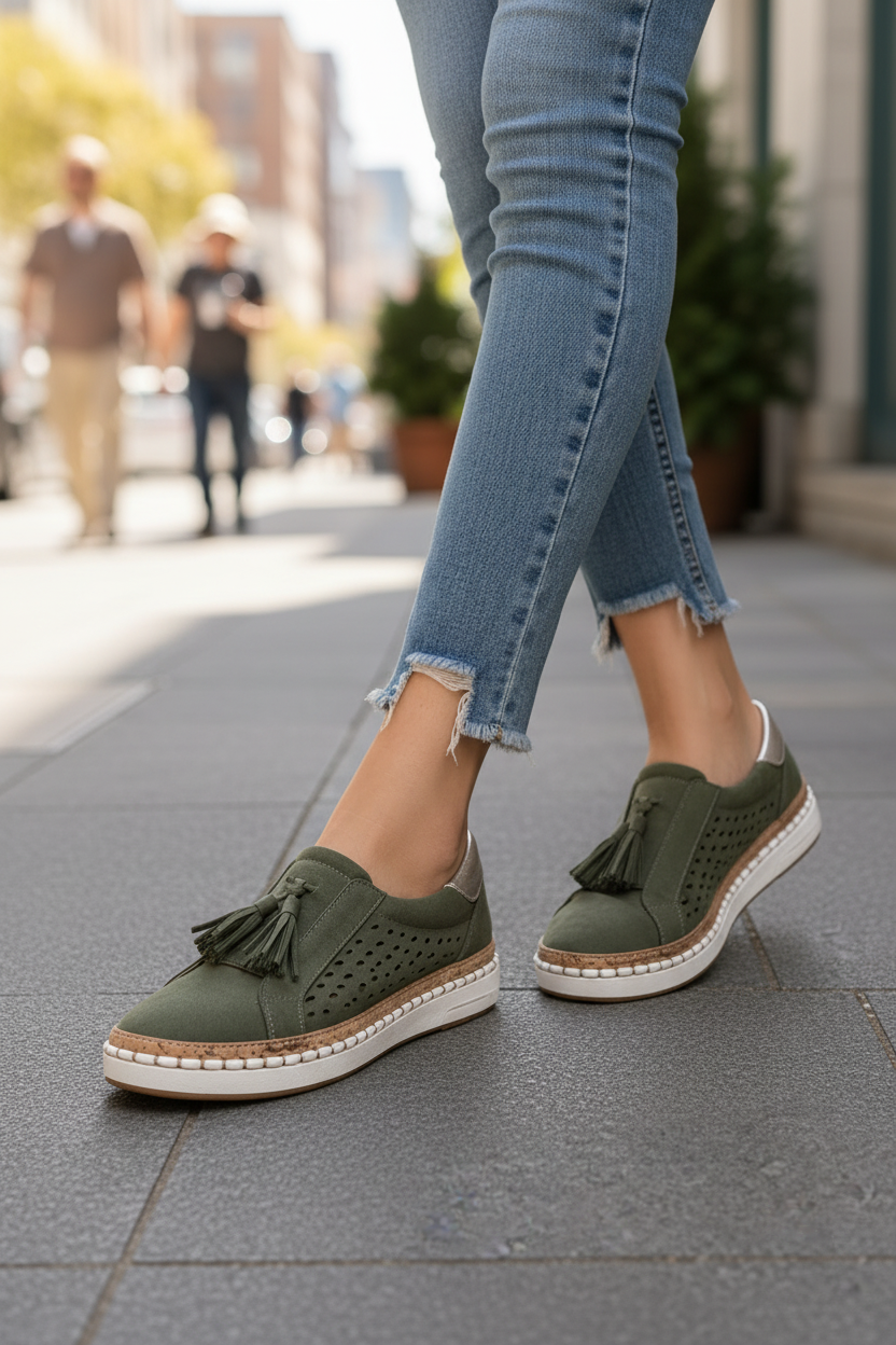 Supportive women's casual sneakers with arch support. Lightweight & comfortable for walking & everyday wear.