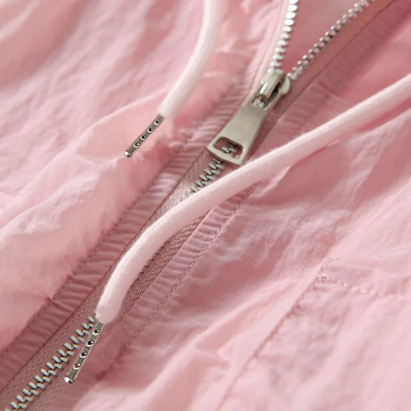 Stylish women's lightweight zip-up hoodie. Airy outerwear, perfect for active days or relaxed casual comfort.