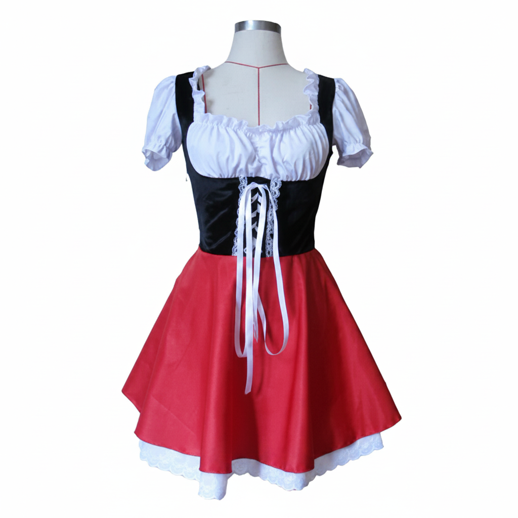 Fantasy women's Red Riding Hood character costume dress, ideal for Halloween, themed parties & roleplay.