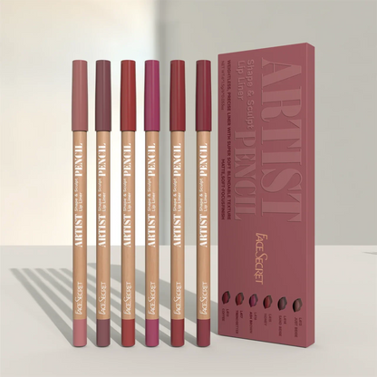Women's long-lasting waterproof lip pencil set with nude pink, nude brown & pink rose liners for perfect, precise lips.