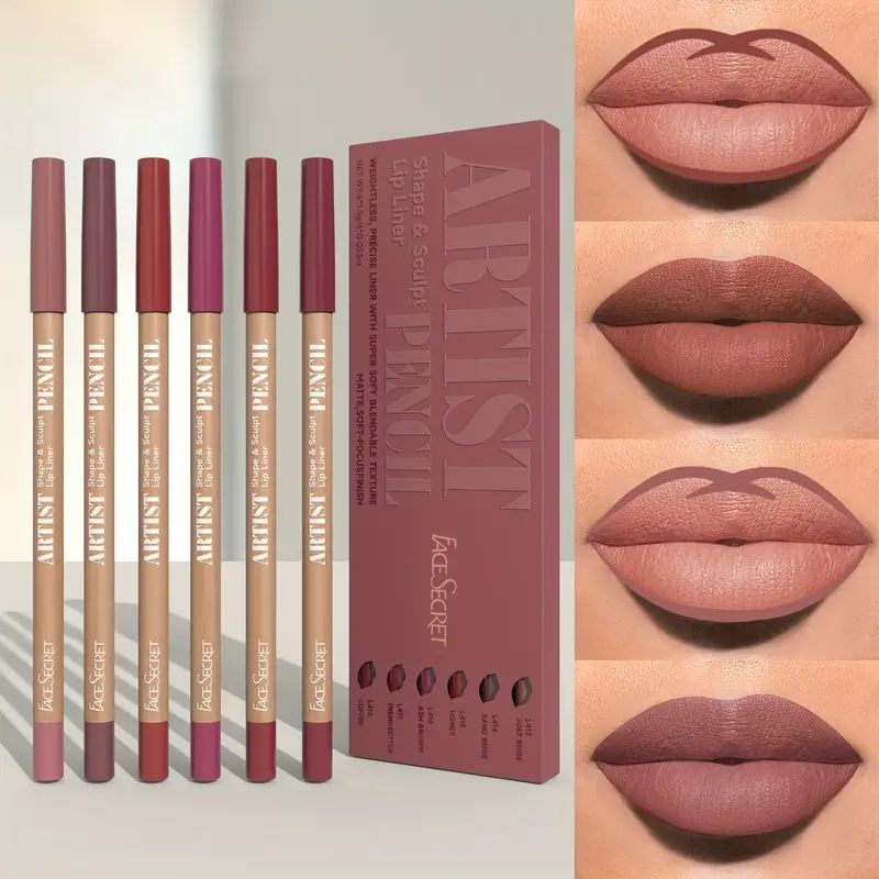Precision long-lasting lip liners for women, waterproof nude pink, brown & rose shades for defined, beautiful lips.