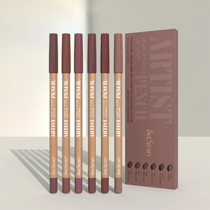 Achieve perfect, defined lips with this women's long-lasting waterproof lip liner set in nude pink, brown & rose.