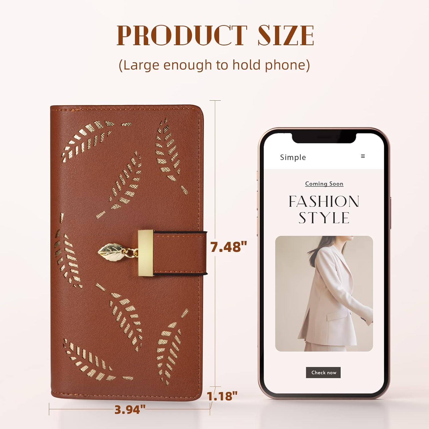 Premium women's long leaf leather wallet, durable & chic. A timeless fashion accessory, great gift.